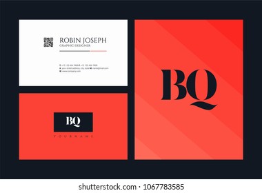 Letters B Q, B & Q joint logo icon with business card vector template.
