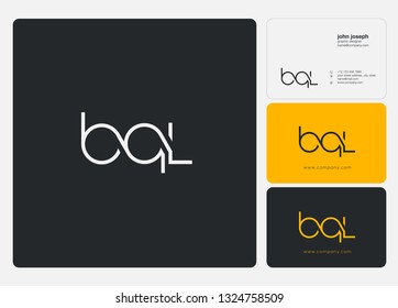 Letters B Q L logo icon with business card vector template.