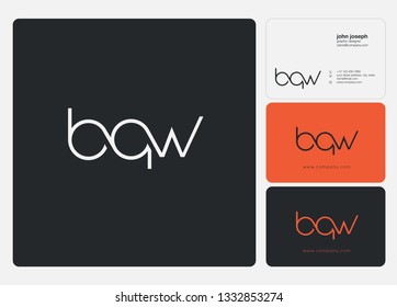 Letters B Q W joint logo icon with business card vector template.