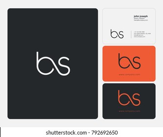 Letters B S, B&S joint logo icon with business card vector template.