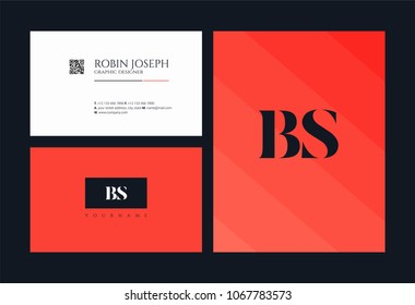 Letters B S, B & S joint logo icon with business card vector template.
