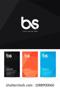 Letters B & S logo, emblem or icon with business card vector template.
