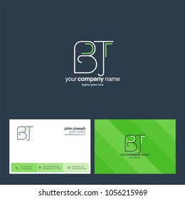 Letters B & T joint logo icon with business card vector template.
