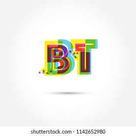 Letters B T logo, multi colour letters icon vector template.
