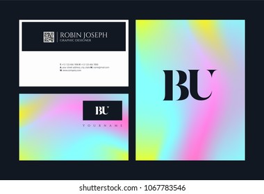 Letters B U, B & U joint logo icon with business card vector template.
