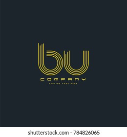 Letters B & U joint logo icon. Stroke letter vector element.