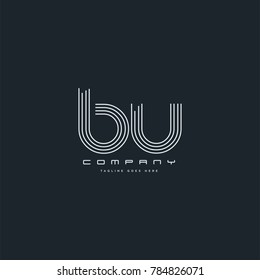 Letters B & U joint logo icon. Stroke letter vector element.