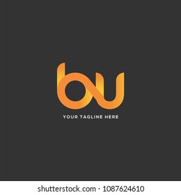 Letters B U logo, emblem or icon with business card vector template.