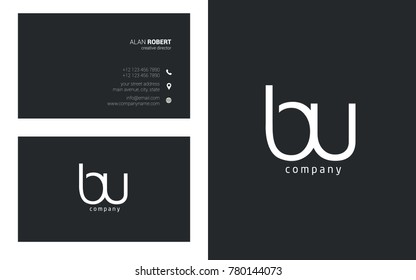 Letters B U Logo icon with Business Card Template Vector.