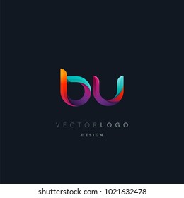 Letters B U, B & U logo, multi colour letters icon vector template.

