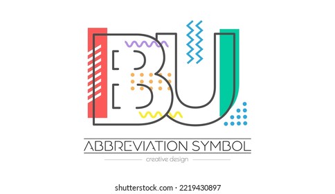 Cartas B y U. Fusión de dos letras. Símbolo inicial de logotipo o abreviatura. Ilustración vectorial para diseño creativo e ideas creativas. Estilo plano.