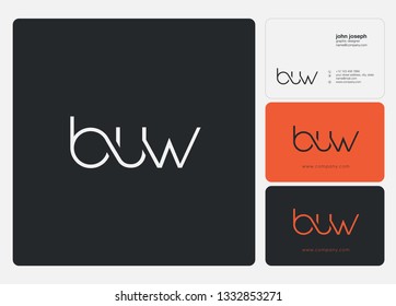 Letters B U W joint logo icon with business card vector template.