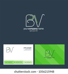 Letters B & V joint logo icon with business card vector template.
