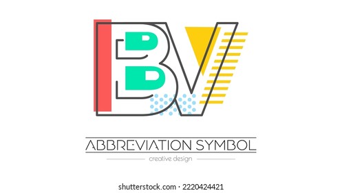 Letters B and V. Merging of two letters. Initials logo or abbreviation symbol. Vector illustration for creative design and creative ideas. Flat style.