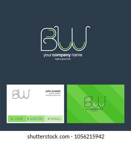 Letters B & W joint logo icon with business card vector template.
