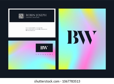 Letters B W, B & W joint logo icon with business card vector template.
