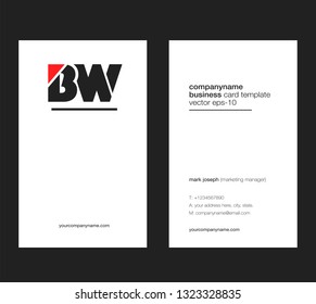 letters B W Joint logo icon with business card vector template.