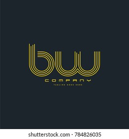 Letters B & W joint logo icon. Stroke letter vector element.