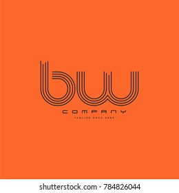 Letters B & W joint logo icon. Stroke letter vector element.