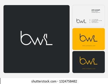 Letters B W L logo icon with business card vector template.