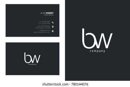 Letters B W Logo icon with Business Card Template Vector.