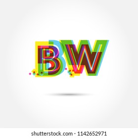 Letters B W logo, multi colour letters icon vector template.
