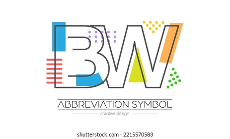Letters B and W. Merging of two letters. Initials logo or abbreviation symbol. Vector illustration for creative design and creative ideas. Flat style.