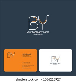 Letters B & Y joint logo icon with business card vector template.
