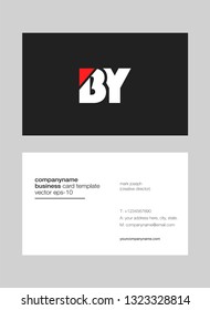 letters B Y Joint logo icon with business card vector template.