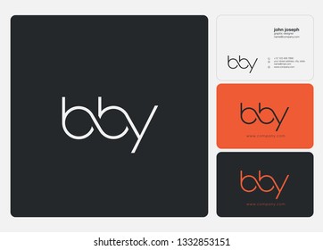 Letters B B Y joint logo icon with business card vector template.