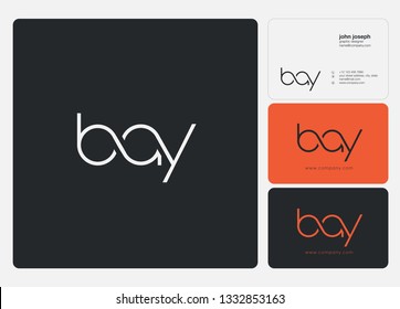 Letters B A Y joint logo icon with business card vector template.