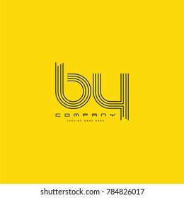 Letters B & Y joint logo icon. Stroke letter vector element.
