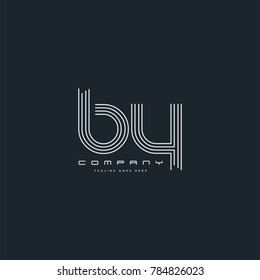 Letters B & Y joint logo icon. Stroke letter vector element.