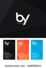Letters B & Y logo, emblem or icon with business card vector template.
