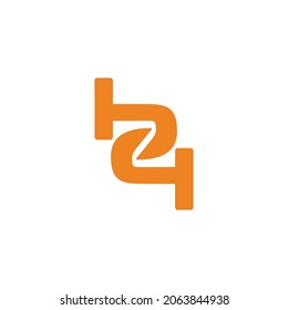 Buchstaben b4, einfaches verlinktes geometrisches Logo, Vektorgrafik