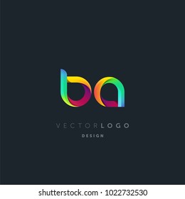 Letters BA, B & A logo, multi colour letters icon vector template.

