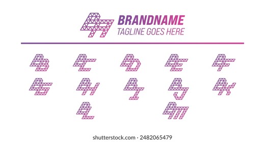 Letters BA BB BC BD BE BF BG BH BI BJ BK BL BM Polygon Logo Set