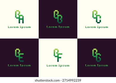 Letras BA BB BC BE BF BG Pixel Monogram Logo, para AB B CB EB FB GB iniciais