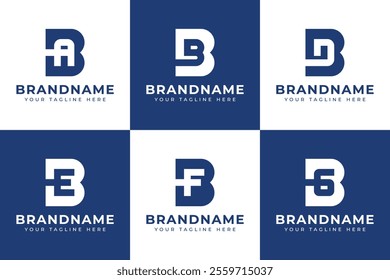 Letters BA BB BD BE BF BG Monogram Logo Set, for BA AB BB BD DB BE EB BF FB BG GB initials