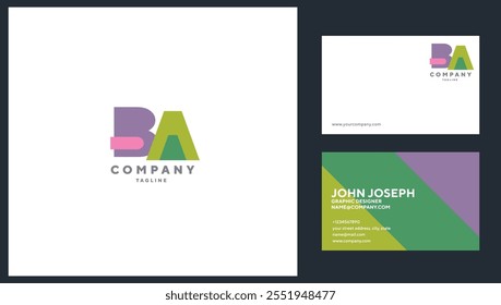 Letters BA  Joint logo icon with business card vector template.