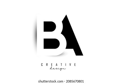 Letters BA Logo with black and white negative space design. Letters B and A with geometric typography. Creative Vector Illustration with letters.