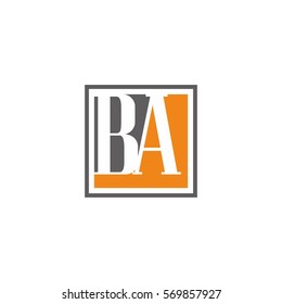 Letters BA orange gray