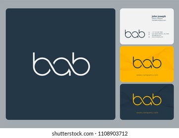 Letters BAB logo icon with business card vector template.
