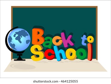 letters back to school education text poster banner alphabet concept board globe