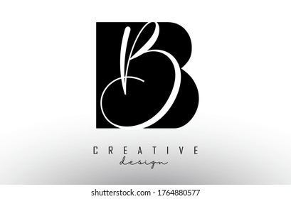 Letters BB B Logo with a minimalist design. Abstract overlapping letter B with geometric and handwritten typography. Creative Vector Illustration with letter B. Lettering sign. 