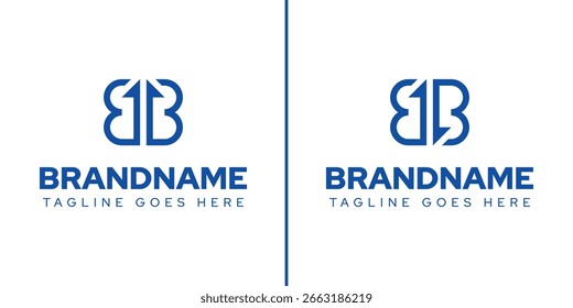 Conjunto de logotipos de líneas de flechas comerciales BB o BE, que simbolizan el crecimiento, el comercio y el movimiento hacia adelante