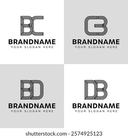 Letters BC CB BD DB Monogram Logo, for business with BC CB BD DB initials