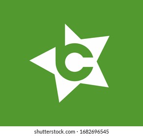 Letters bc or cb inside star. Vector logo template.