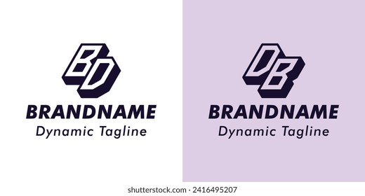 Letters BD and DB 3D Monogram Logo, Suitable for business with BD or DB initials