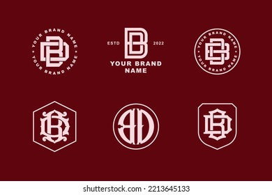 Letters BD or DB monogram template logo initial, badge design for clothing, apparel, brand